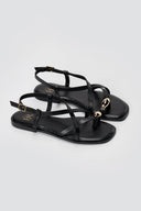 ERYNN - Toe Ring Sandals Metal Detail - Black Matte