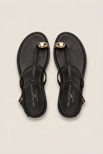 TFP - Toe Ring Sandals Metal Detail - Black Matte