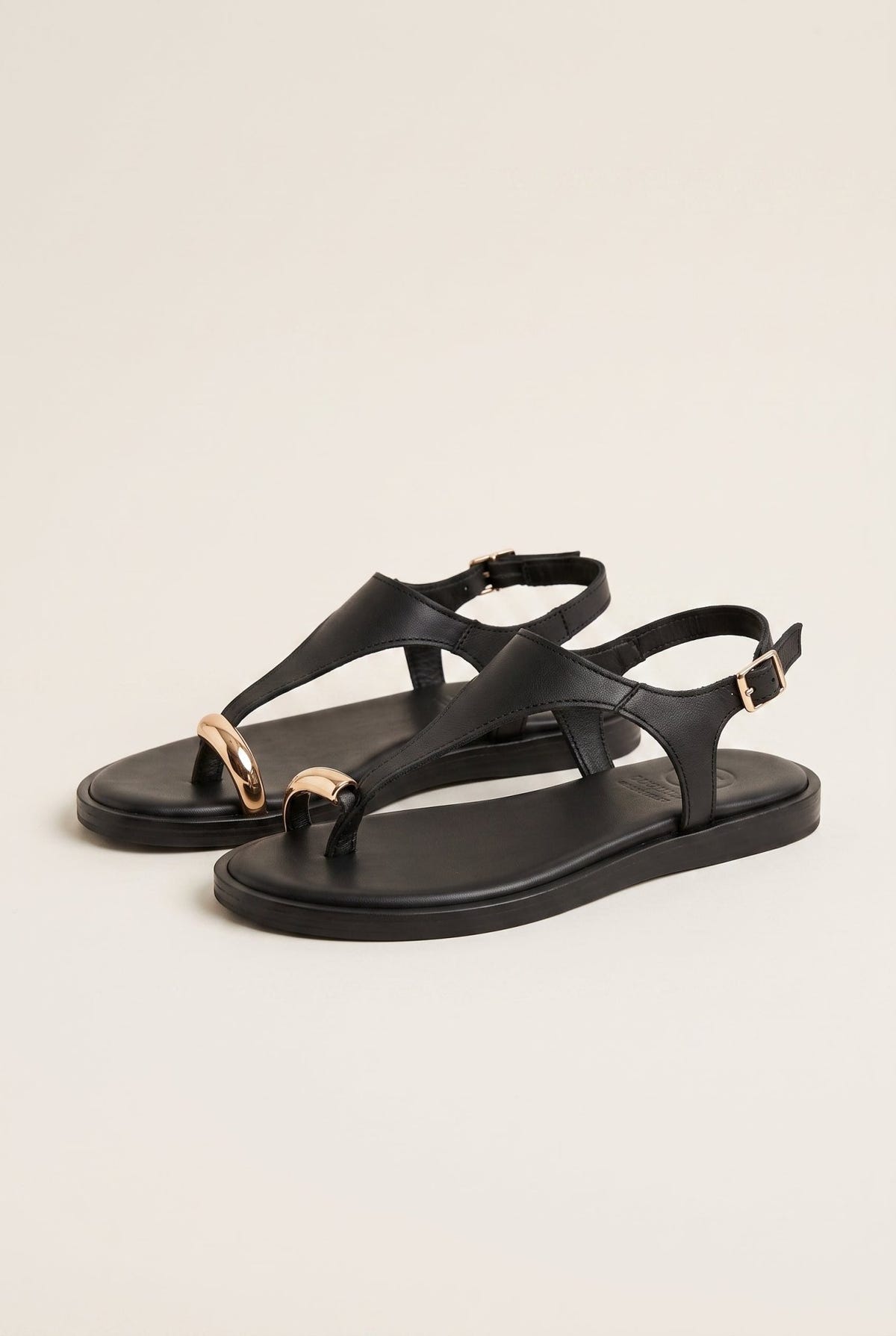 TFP - Toe Ring Sandals Metal Detail - Black Matte