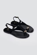 ERYNN - Toe Ring Sandals Metal Detail - Black Suede