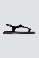 ERYNN - Toe Ring Sandals Metal Detail - Black Suede