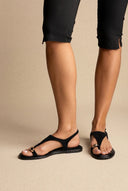 ERYNN - Toe Ring Sandals Metal Detail - Black Suede