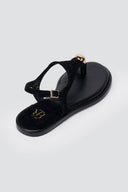 ERYNN - Toe Ring Sandals Metal Detail - Black Suede