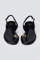 ERYNN - Toe Ring Sandals Metal Detail - Black Suede