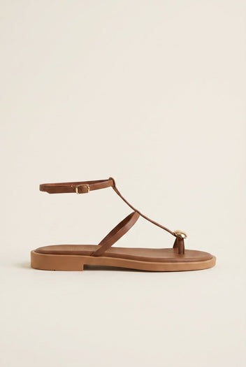TFP - Toe Ring Sandals Metal Detail - Brown Matte