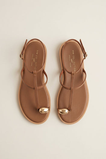 TFP - Toe Ring Sandals Metal Detail - Brown Matte
