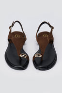 ERYNN - Toe Ring Sandals Metal Detail - Brown Suede