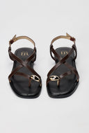 ERYNN - Toe Ring Sandals Metal Detail - Dark Brown Matte
