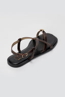 ERYNN - Toe Ring Sandals Metal Detail - Dark Brown Matte