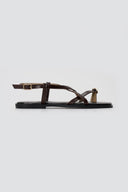 ERYNN - Toe Ring Sandals Metal Detail - Dark Brown Matte