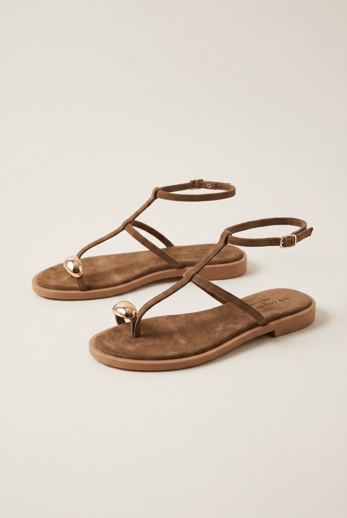 TFP - Toe Ring Sandals Metal Detail - Khaki Green Suede