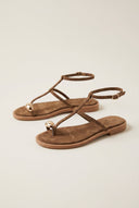 TFP - Toe Ring Sandals Metal Detail - Khaki Green Suede