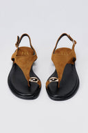 ERYNN - Toe Ring Sandals Metal Detail - Tan Suede