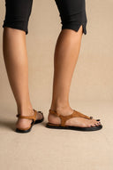 ERYNN - Toe Ring Sandals Metal Detail - Tan Suede