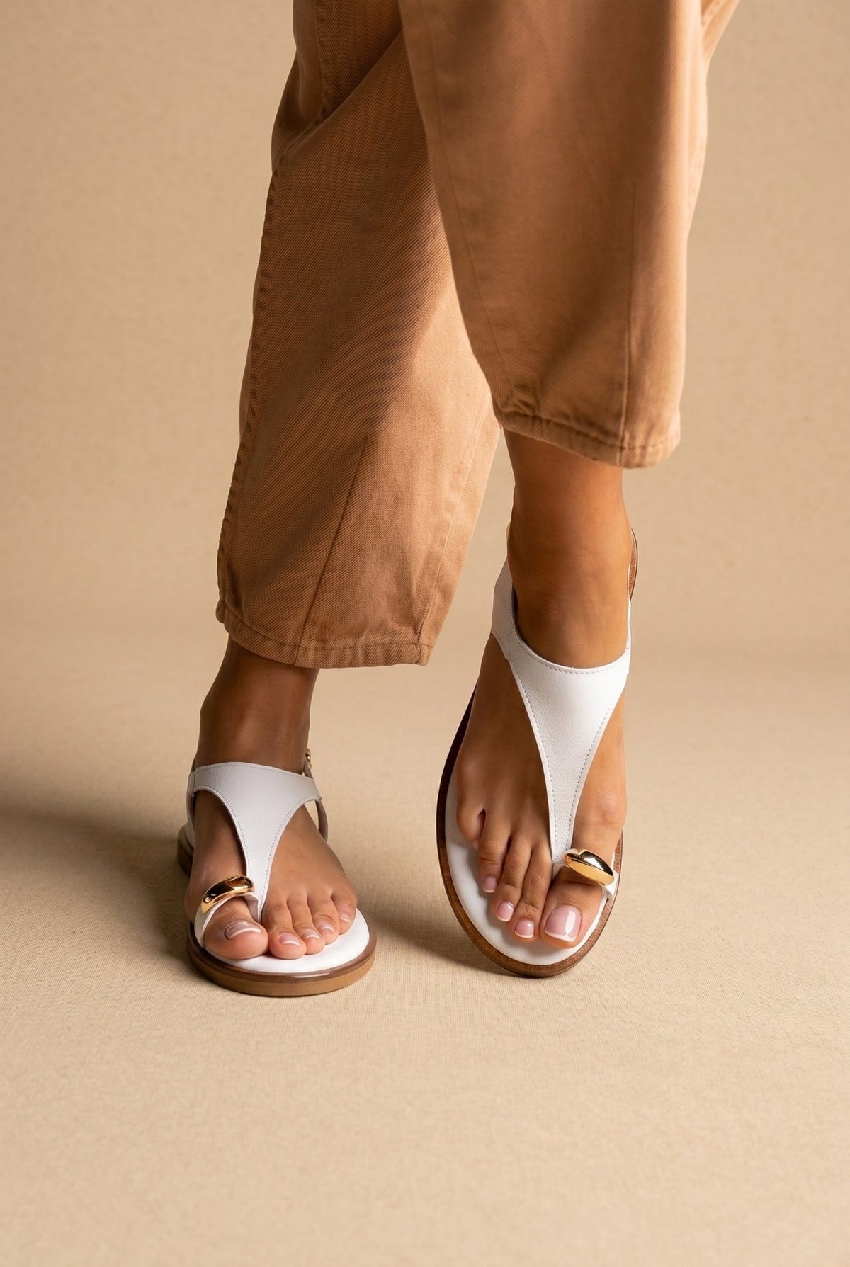 TFP - Toe Ring Sandals Metal Detail - White Matte