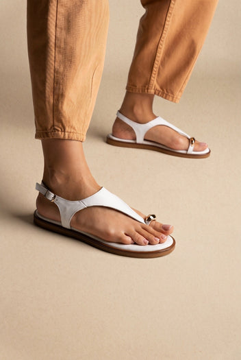 TFP - Toe Ring Sandals Metal Detail - White Matte