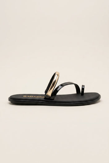 RAGAZZA - Toe Ring Sandals Patent - Black Patent
