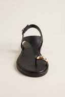 TFP - Toe Ring Sandals Rhinestone Detail - Black Matte