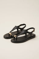 TFP - Toe Ring Sandals Rhinestone Detail - Black Matte