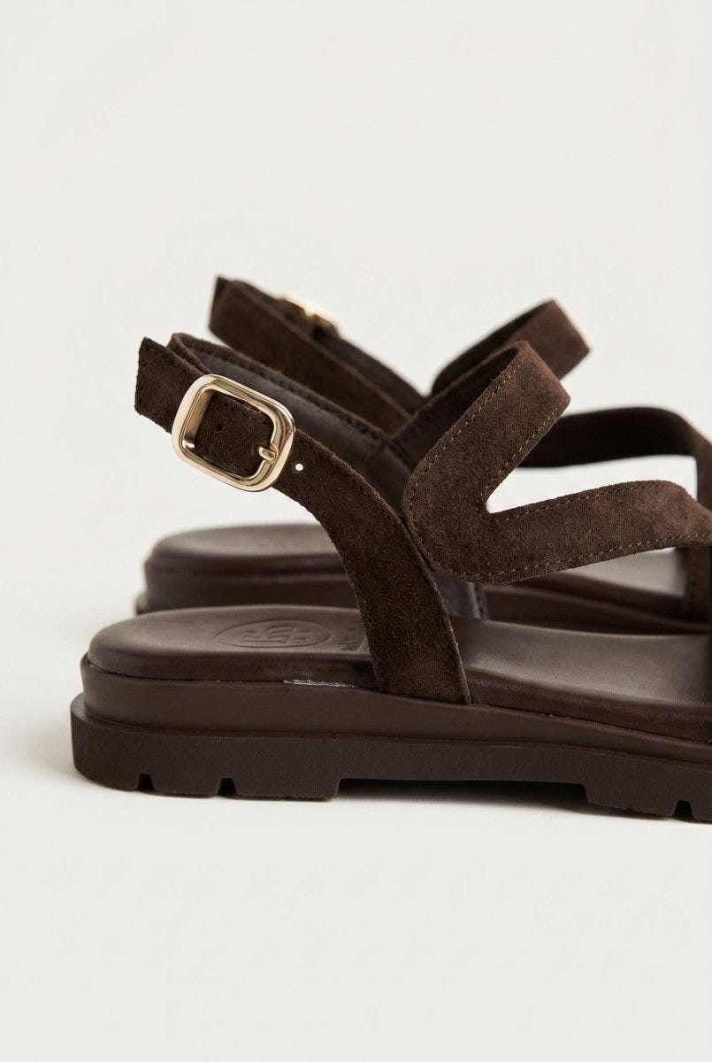 TFP - Toe Ring Sandals Side Strap - Brown Suede