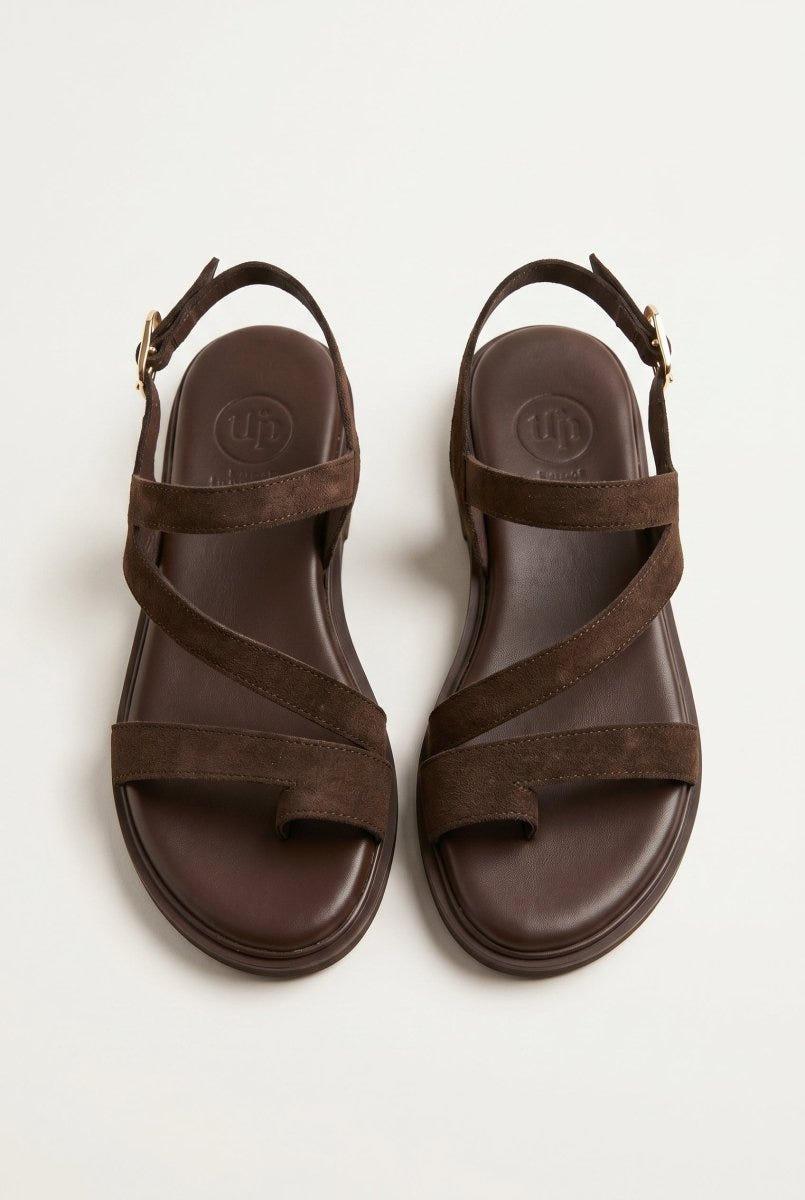 TFP - Toe Ring Sandals Side Strap - Brown Suede