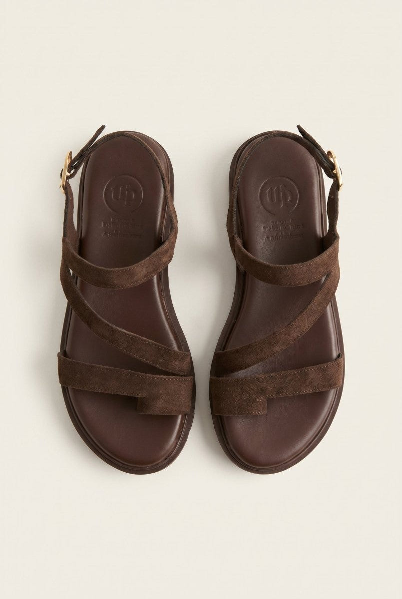TFP - Toe Ring Sandals Side Strap - Brown Suede