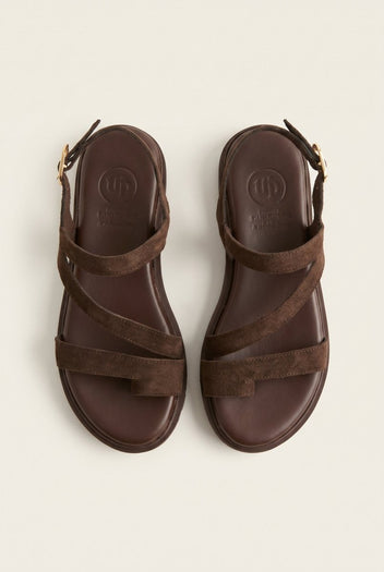 TFP - Toe Ring Sandals Side Strap - Brown Suede