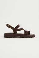 TFP - Toe Ring Sandals Side Strap - Brown Suede