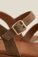 TFP - Toe Ring Sandals Side Strap - Taupe Suede