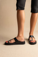 ATENEO - Toe Ring Sandals T - Strap - Black Matte