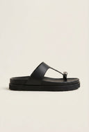 ATENEO - Toe Ring Sandals T - Strap - Black Matte