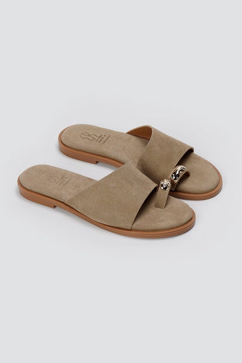 Estil - Toe Ring Sandals - Taupe Suede