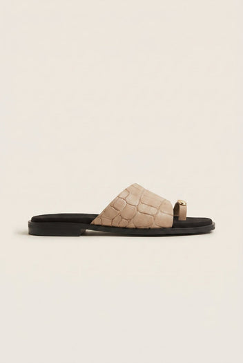 TFP - Toe Ring Sandals Wide Strap - Beige Croc