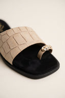TFP - Toe Ring Sandals Wide Strap - Beige Croc