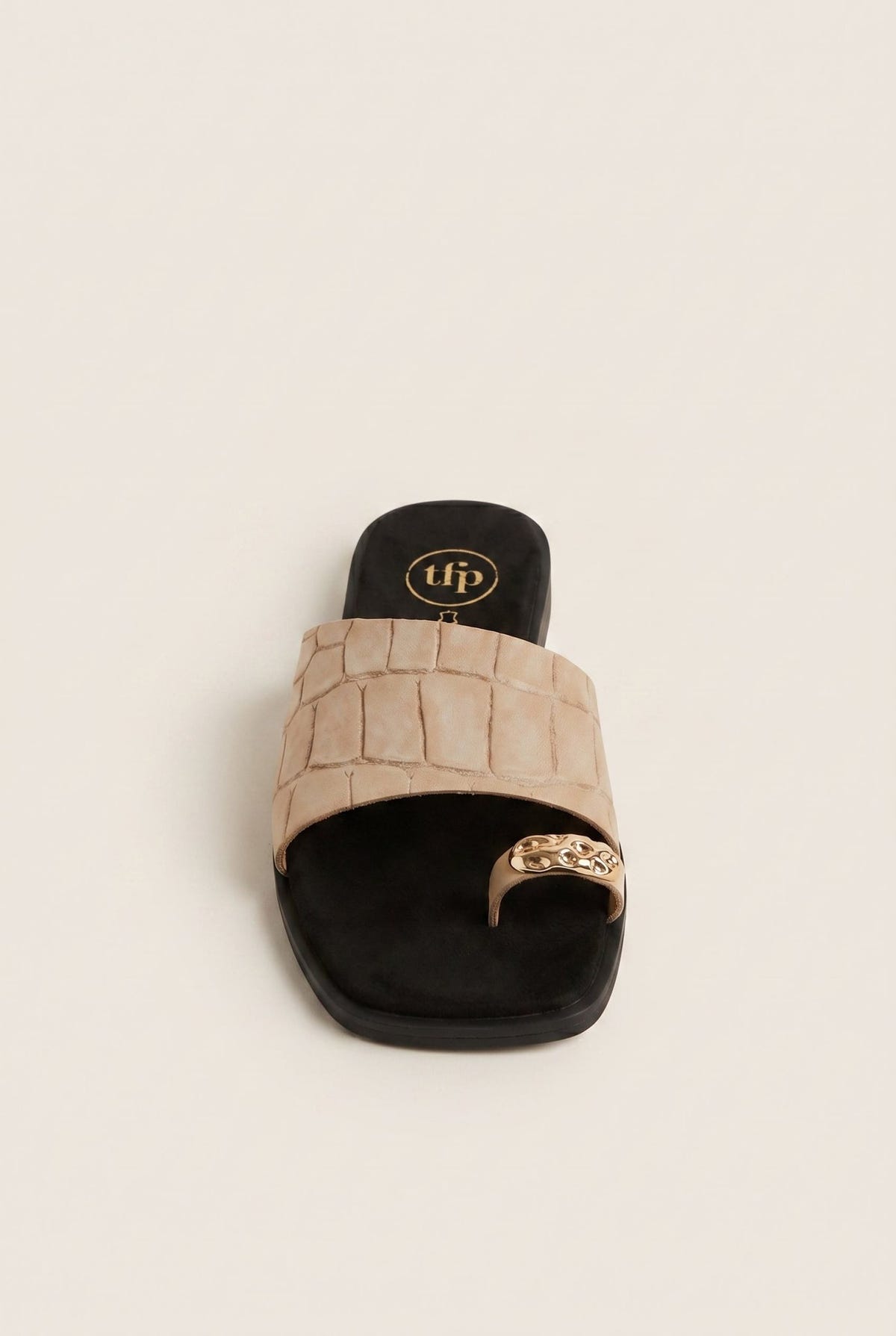 TFP - Toe Ring Sandals Wide Strap - Beige Croc