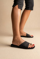 TFP - Toe Ring Sandals Wide Strap - Black Croc