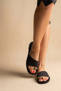 TFP - Toe Ring Sandals Wide Strap - Black Croc