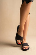 TFP - Toe Ring Sandals Wide Strap - Black Croc