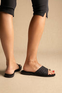 TFP - Toe Ring Sandals Wide Strap - Black Croc
