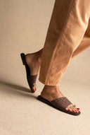 TFP - Toe Ring Sandals Wide Strap - Brown Croc