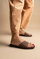 TFP - Toe Ring Sandals Wide Strap - Brown Croc