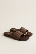 TFP - Toe Ring Sandals Wide Strap - Brown Croc