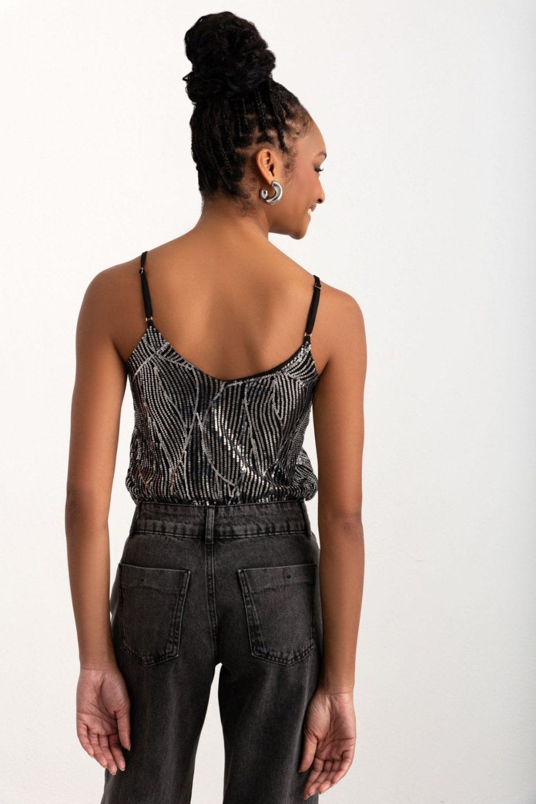Τοπ βραδινό με παγέτες Vero Moda 10317121 - Μαύρο - thefashionproject.gr - VERO MODA