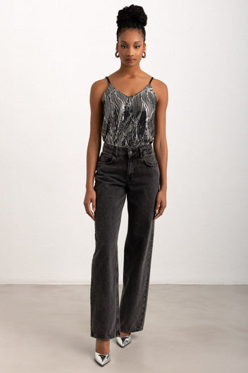 Τοπ βραδινό με παγέτες Vero Moda 10317121 - Μαύρο - thefashionproject.gr - VERO MODA