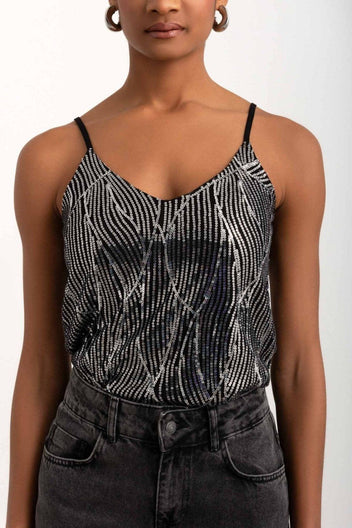 Τοπ βραδινό με παγέτες Vero Moda 10317121 - Μαύρο - thefashionproject.gr - VERO MODA