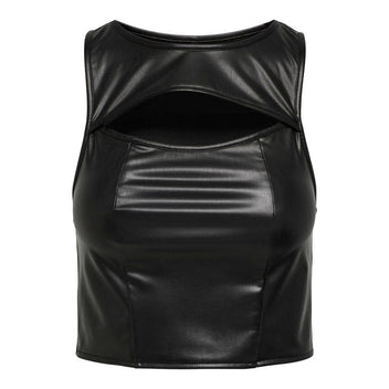 Τοπ δερματίνη με cut out Only 15307168 - Μαύρο - thefashionproject.gr - ONLY