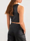 Τοπ δερματίνη με cut out Only 15307168 - Μαύρο - thefashionproject.gr - ONLY