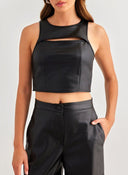 Τοπ δερματίνη με cut out Only 15307168 - Μαύρο - thefashionproject.gr - ONLY