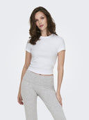 Τοπ κοντομάνικο ριμπ ONLY 15339774 - Λευκό - thefashionproject.gr - ONLY