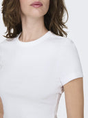 Τοπ κοντομάνικο ριμπ ONLY 15339774 - Λευκό - thefashionproject.gr - ONLY